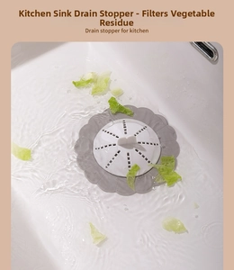 Floral silicone drain stopper for kitchen sink to prevent clogging and food odors