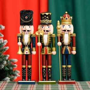 Christmas Nutcracker Soldier Wooden Ornament Traditional Holiday King Bugler Axeman Hand Painted Pearlescent Desktop Decor