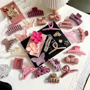 Colección de pinzas para el cabello de flores rosas y moradas con clips de mariposa