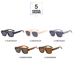 Vue détaillée de cinq lunettes de soleil aviateur carrées vintage en plusieurs couleurs