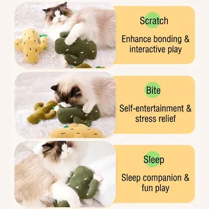 Interactief cactus kattenspeeltje met kattenkruid om te krabben, bijten en slapen