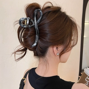 Minimalist cream marble acrylic hair claw clip for elegant updo hairstyles