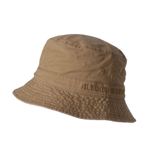 Classic washed cotton tan bucket hat for men featuring urban aura embroidery and side eyelets