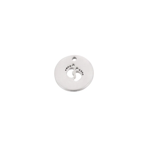 15mm circular hollow baby footprint pendant charm for DIY Mother's Day jewelry making