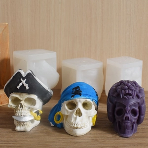 Moules en silicone tête de mort pirate pour résine et bougies parfumées DIY