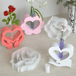 Silicone resin molds for heart-shaped DIY hydroponic flower vases with test tubes