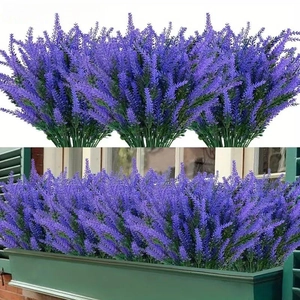 Artificial Lavender Flowers Faux Plastic Plants For Home Garden Wedding Outdoor Decoration Multi Color Realistic