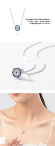 Detailed specs of S925 silver evil eye necklace with dimensions and weight info