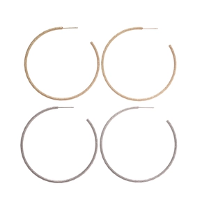 Matte 18k gold and silver hoop earrings with frosted glitter finish for women