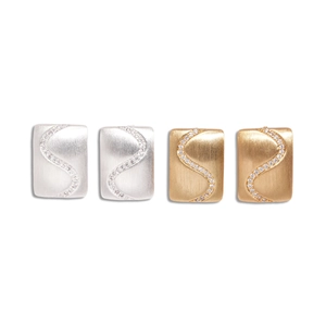 Modern 18K gold plated S-shaped zircon earrings in silver and gold finishes