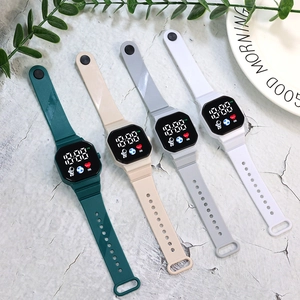 Sleek square LED digital watch with silicone strap and astronaut icon in four colors
