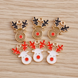 Cartoon reindeer alloy enamel pendants for Christmas DIY jewelry making 10 pieces pack
