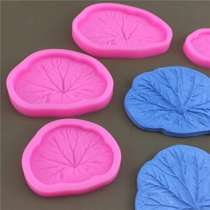 Pink lotus leaf silicone molds in various sizes for fondant and resin crafts