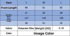 Size chart for bow long-sleeved knit sweater including length, bust, and sleeve measurements