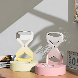 Minimalist coconut palm hourglass silicone mold for candle holders in pink and yellow