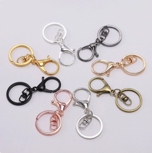Zinc Alloy Lobster Clasp With Flat Key Ring Swivel Snap Hook For DIY Jewelry Making Keychain Bag Charm Accessories