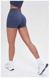 Completo yoga blu scuro a vita alta con texture senza cuciture per controllo addominale
