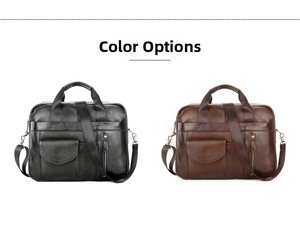 Business messenger bags in black and brown leather with zippers and adjustable straps