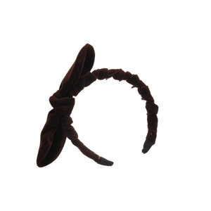 Deep brown velvet knotted headband with a large bow for a high-top fashion look