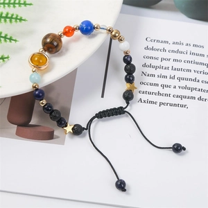 Solar System Eight Planets Bracelet with natural stones and adjustable black cord