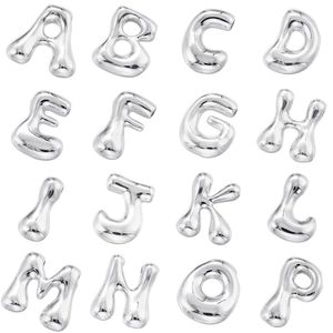 3D silver bubble alphabet letter beads for jewelry making from letter A to P