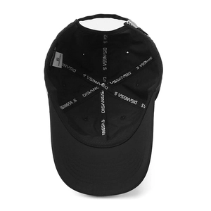Quick-dry lightweight black baseball cap with adjustable metal buckle and inner branding