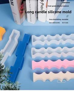 Detailed view of wave and stepped strip silicone molds for DIY scented candle making