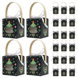 European Christmas apple gift boxes with wooden handles and tree-shaped windows