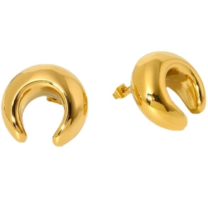 Minimalist 16K gold plated stainless steel thick C-shape hoop earrings for women
