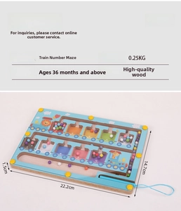 Detail view of magnetic color and number maze toy with 22.2x14.7x1.5cm dimensions