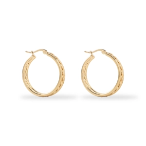 18K gold plated stainless steel hoop earrings with elegant woven texture design