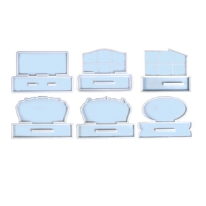 Juego de 6 moldes de silicona azul claro para letreros de hotel y adornos de resina DIY
