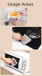 Detailed view of thick microfiber cleaning cloths removing grease from pans and stoves