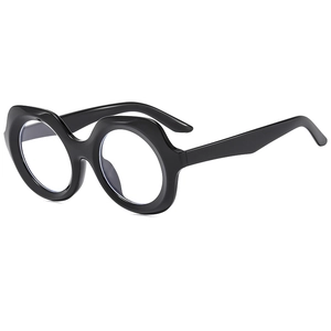 Fashionable oversized irregular wave frame sunglasses with high-gloss black finish