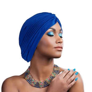 Women Pleated Turban Hat Soft Polyester Knotted Chemo Cap Breathable Head Wrap For Hair Loss Ethnic Style Fashionable