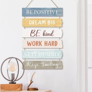 Vertical rustic wooden wall plaques with inspirational quotes in Morandi colors