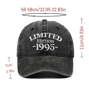 Washed cotton baseball cap with Limited Edition 1995 embroidery and size measurements