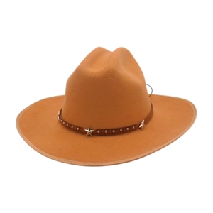 Chapeau fedora classique en feutre de laine avec bande en cuir cloutée d'étoiles