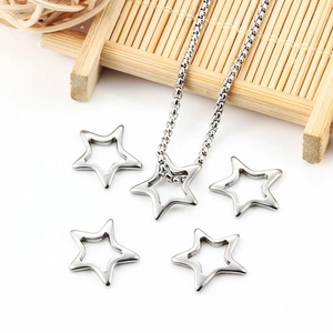 Polished stainless steel star pendants and link chain for DIY jewelry making