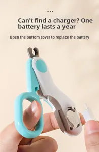 Detail showing the removable CR2032 battery compartment on the pet nail clipper