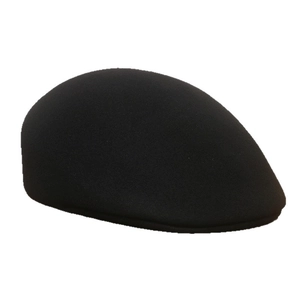 Classic black wool felt beret cap with flat top and short brim for women autumn winter