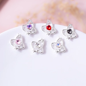 Star-shaped heart charms with colorful zircons for nail art or jewelry accents