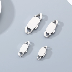 Set of four polished stainless steel oval lobster clasps for jewelry making in silver finish
