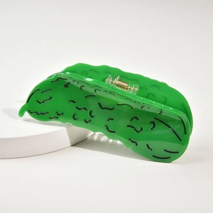 Novelty Pickle Cucumber Shape Hair Claw Clip Acetate Green Funny Hair Accessory For Women