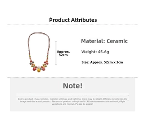 Spécifications du collier multicouche en perles de céramique tissées, longueur 52cm