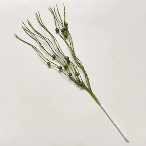 Detail of 43cm green glitter berry stem for Christmas tree decoration and festive DIY crafts
