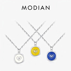 Collier Avec Pendentif Cœur En Argent Sterling S925 Avec Cadre En Métal Liquide Irrégulier Bijoux En Émail Pour Femmes