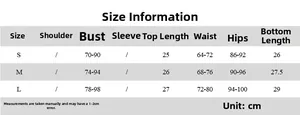 Tableau des tailles détaillé en cm pour ensemble haut bustier et jupe d'été