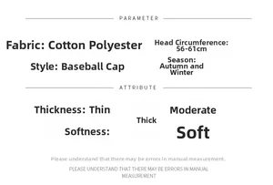 Detail specifications for winter plaid baseball cap made of cotton polyester fabric