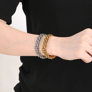 Bracciale retrò a catena barbazzale in acciaio inossidabile oro e argento al polso